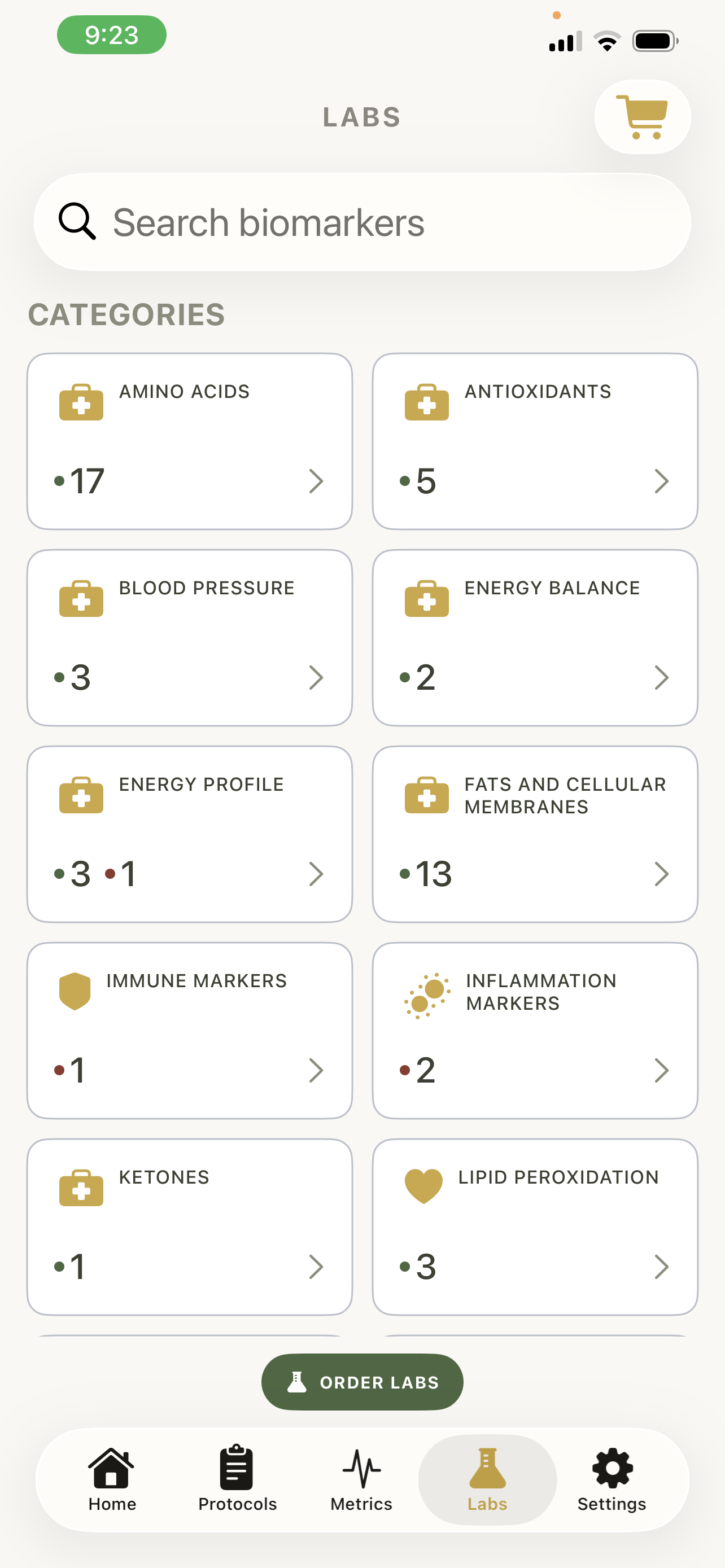 Regener8MD App - Labs and Biomarkers